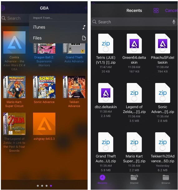 add roms on delta emulator