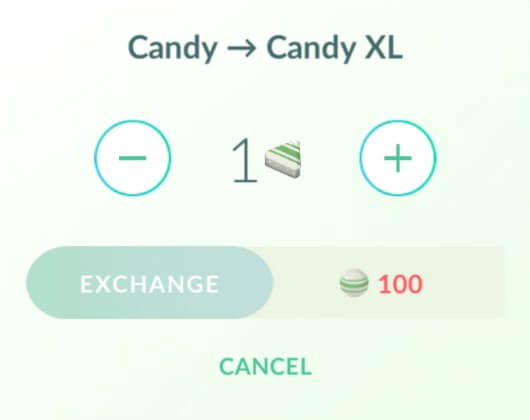 turn regular candy into candy xl to get pokemon go xl candies