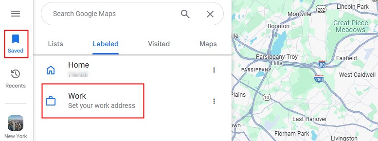 change work location on google maps pc