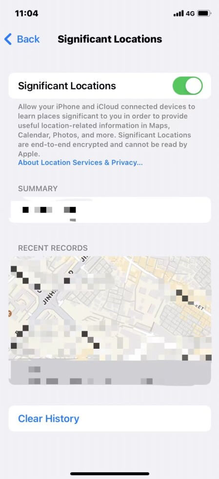 check iphone location history in significant locations
