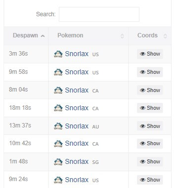 check the list of snipe coordinates