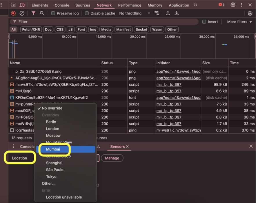 choose a location in the sensor panel