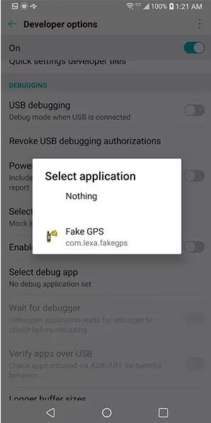 choose lexa fake gps as the application