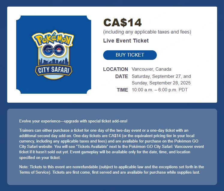 city safari ticket add-ons