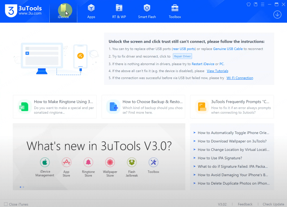 click idevice in 3utools