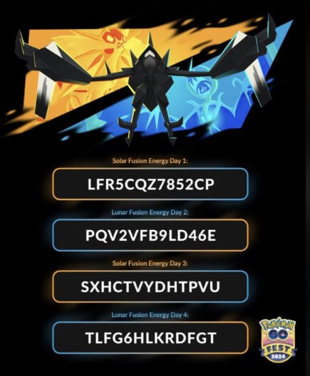 go fest codes for necrozma fusion enerfy