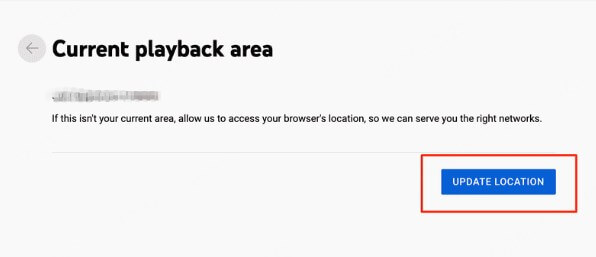 change current playback area on youtube tv