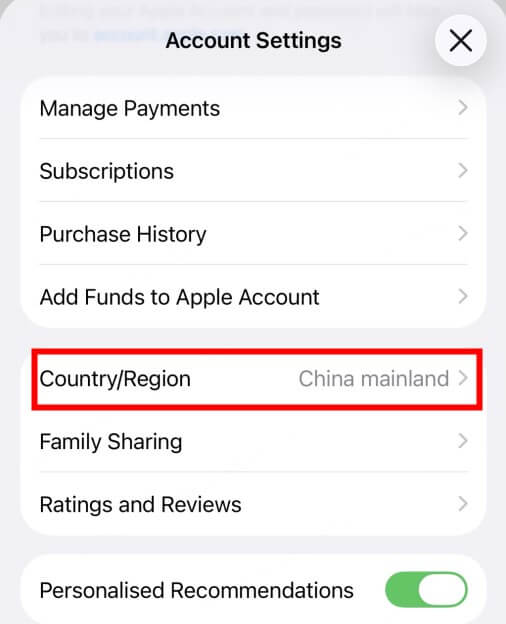 change region to china mianland on app store