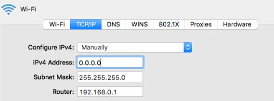 enter ip address on mac