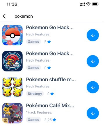 enter pokemon in tutuapp ios search bar