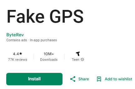 Fake GPS app