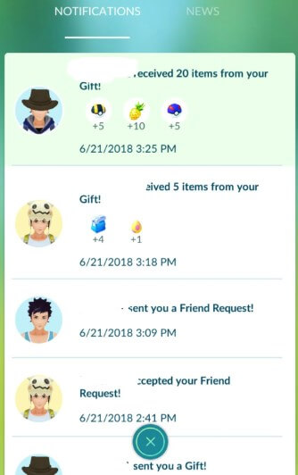 open gifts from friends to get incubators in pokemon go