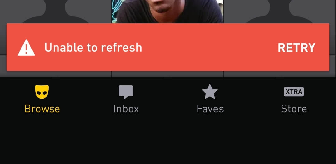 grindr uable to refresh