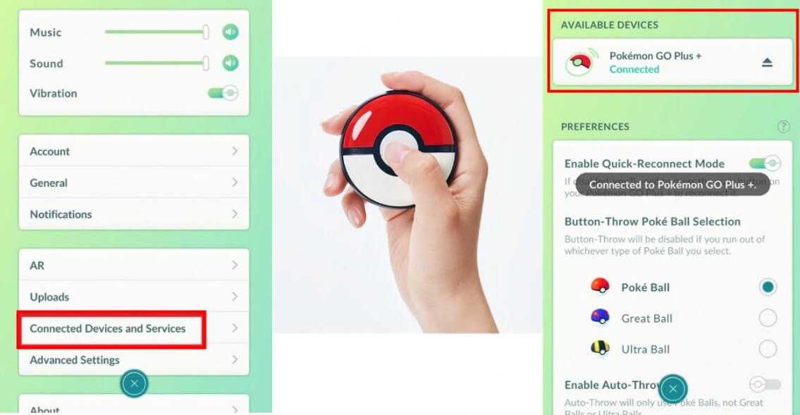 connect pokemon go plus plus with your phone