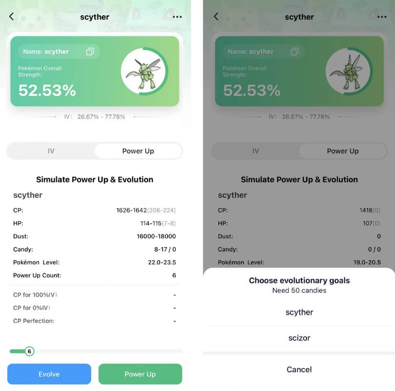 locachange iv calculator click power up