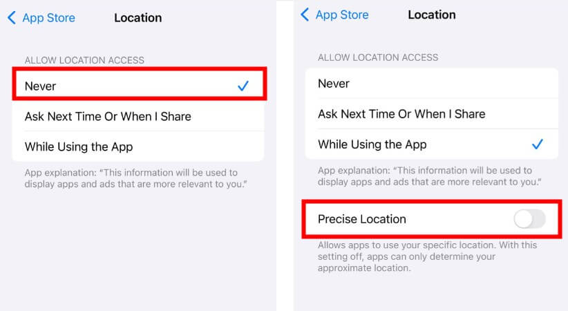 choose never or precise location to turn off tiktok location