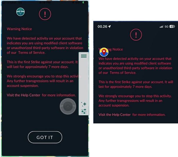 pokemon go mod ban