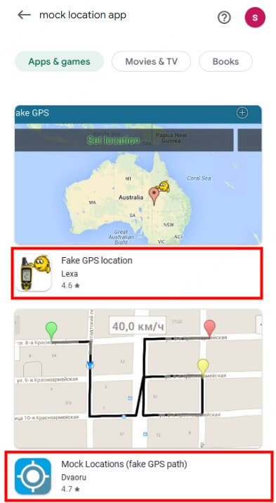 search mock location app in google play