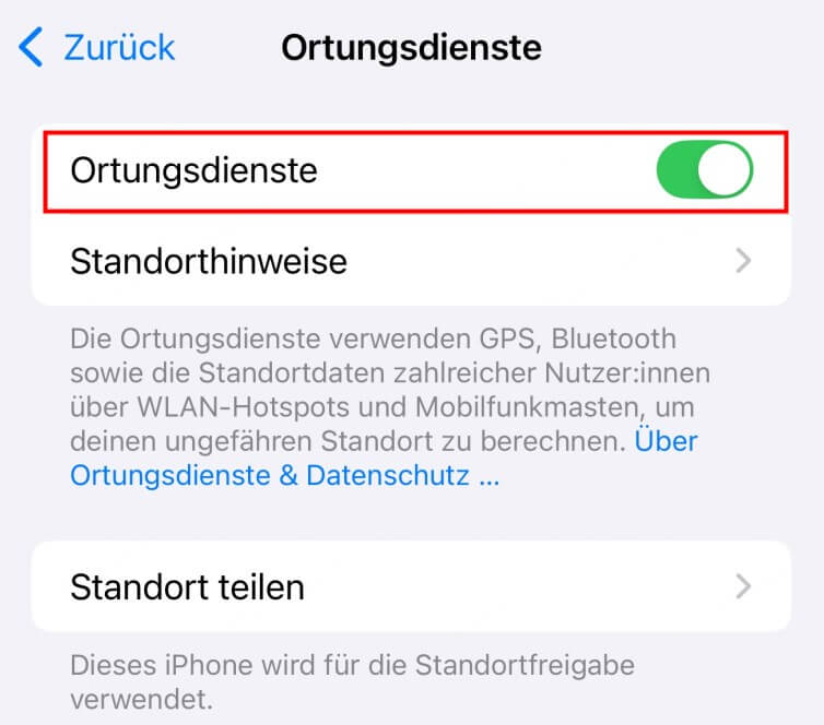ortungsdienste deaktivieren, um life360 standort einfrieren