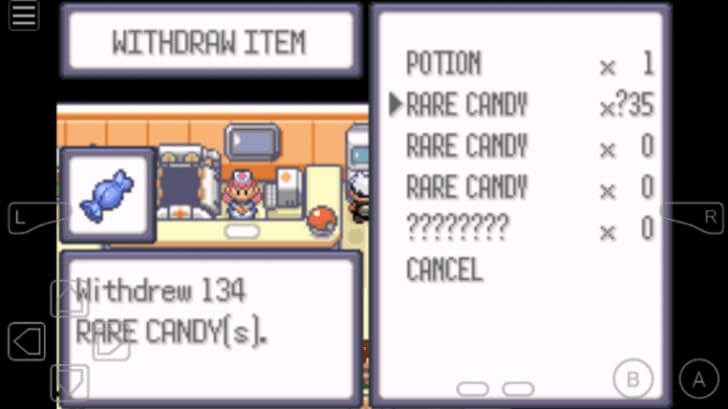 pokemon emerald rare candy cheat