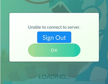 pokemon go unable to connect to server