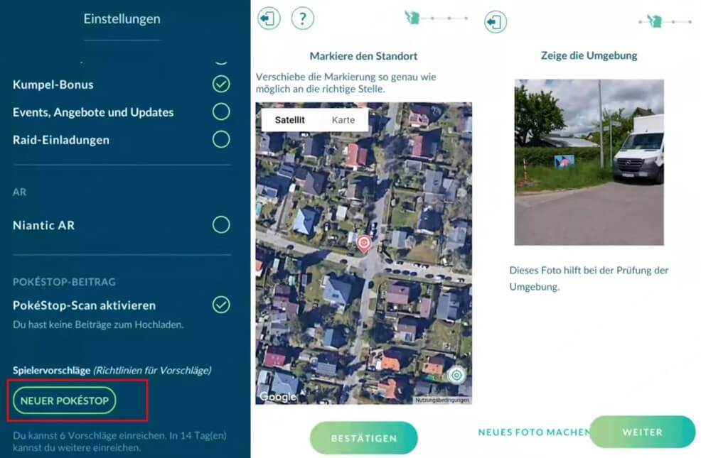 neuer pokestop standort markieren