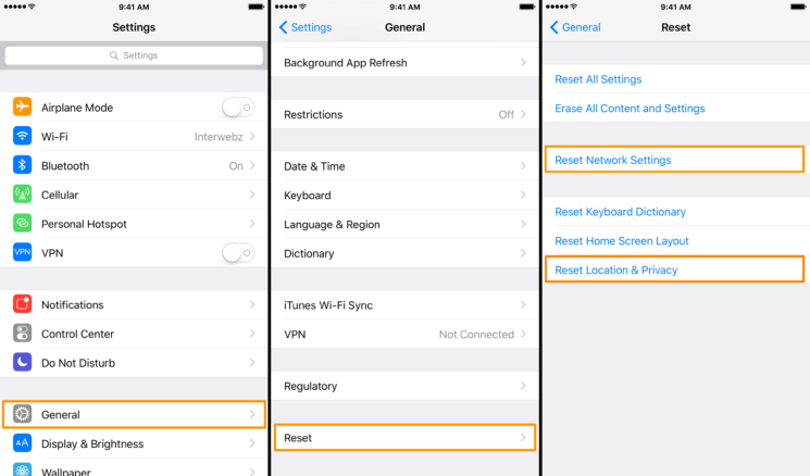 reset your iphone's network settings