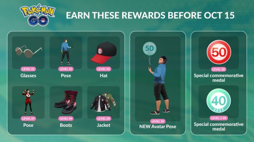 rewards for pokemon go level 50