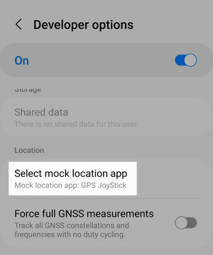 select gps joystick as mock location app