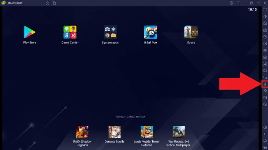 set location feature on bluestacks