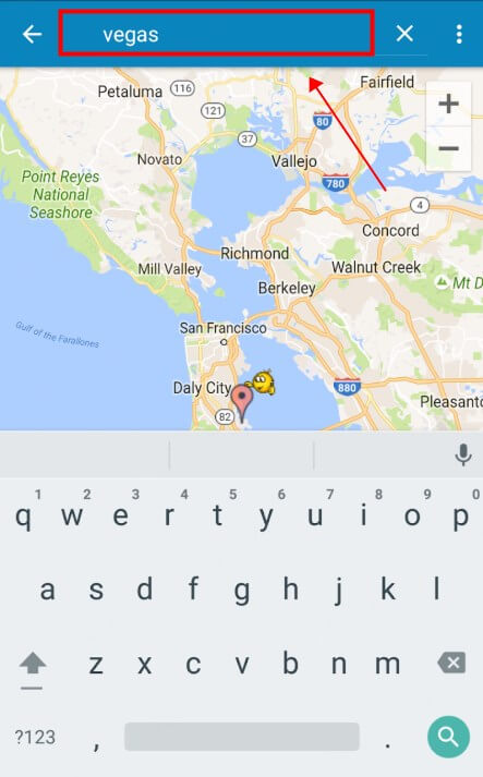 type location into search bar