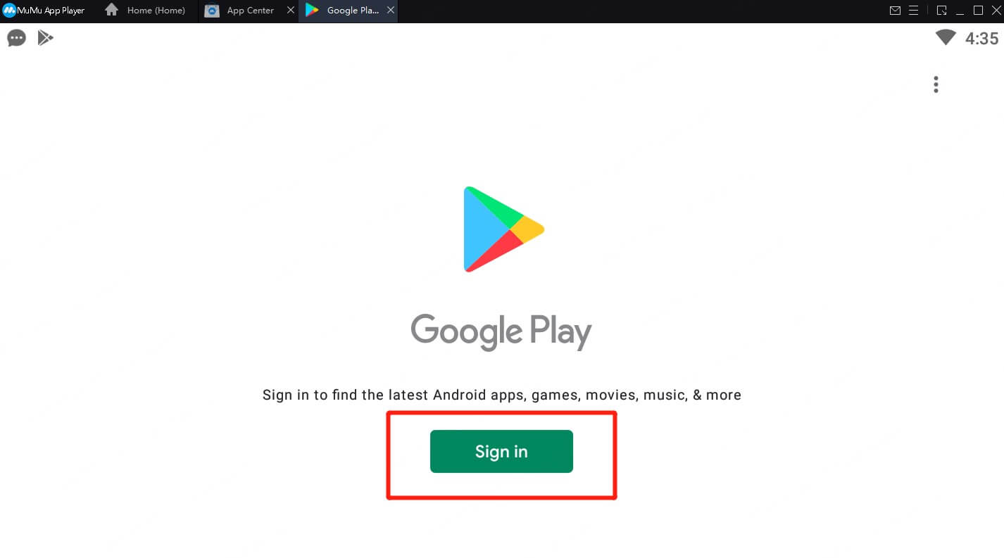 sign in google play inside mumu player