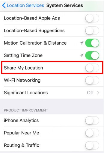 turn off background app location tracking for snapchat