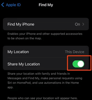 stop sharing your location on find my