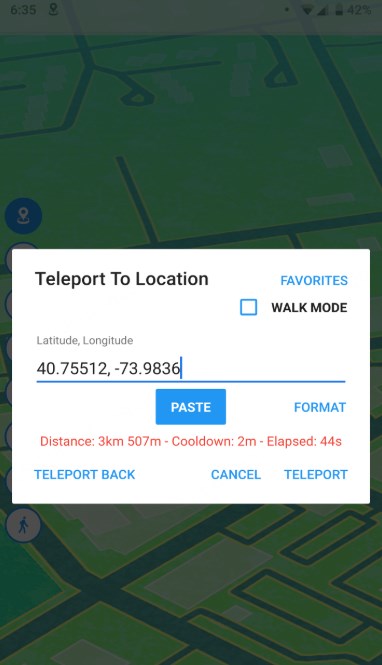 teleport using GPS JoyStick app
