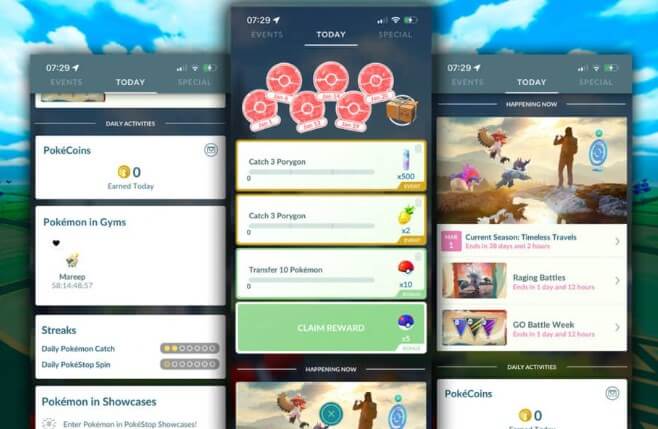 pokemon go today view events