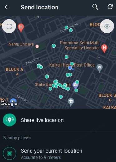 send fake static location on whatsapp