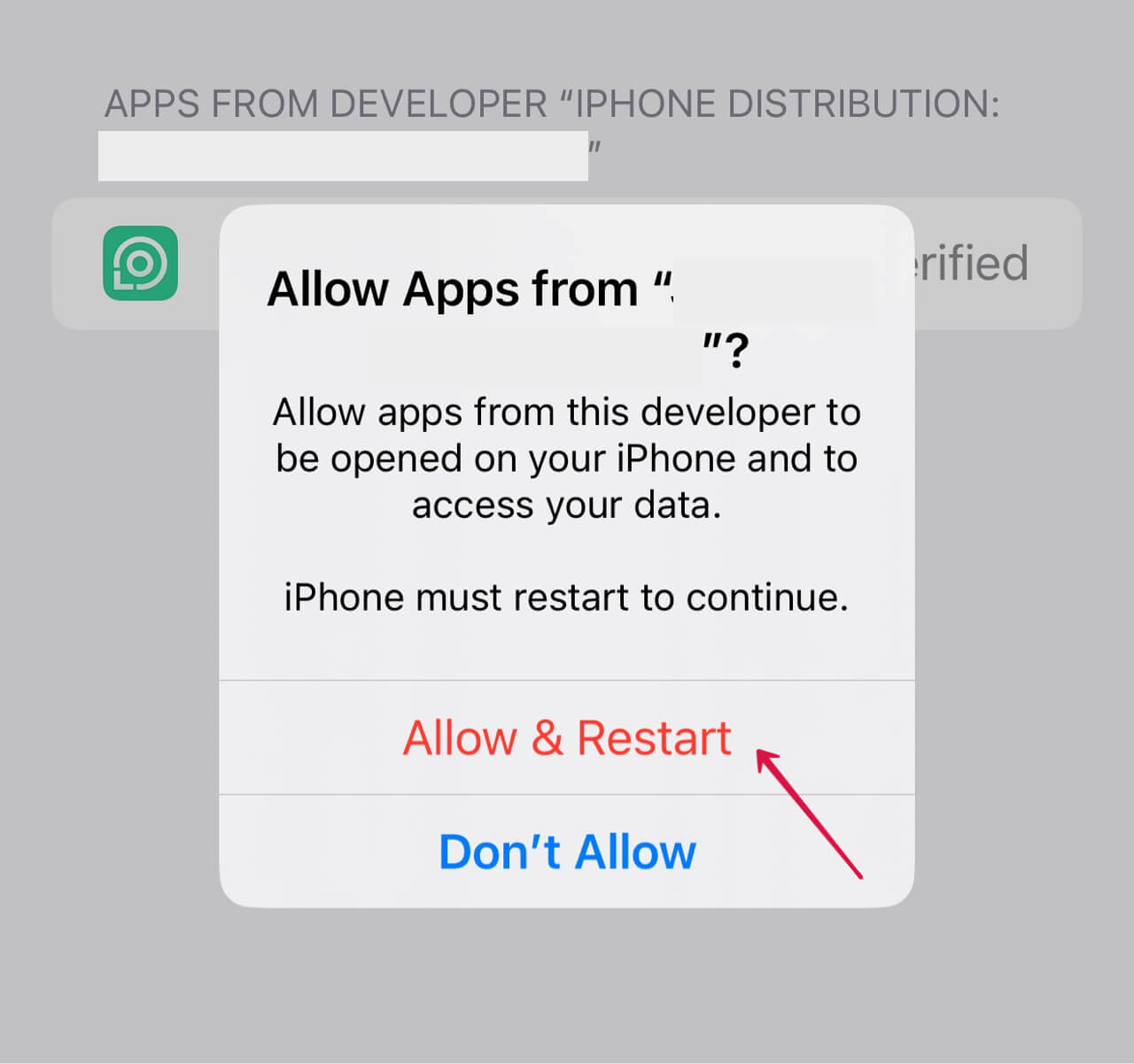 click allow and restart