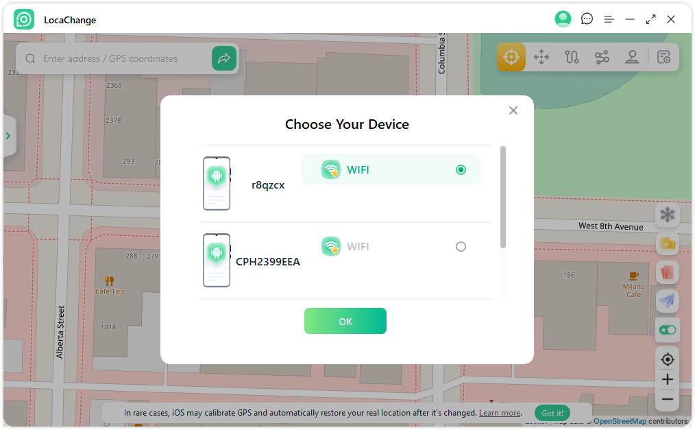 locachange choose device