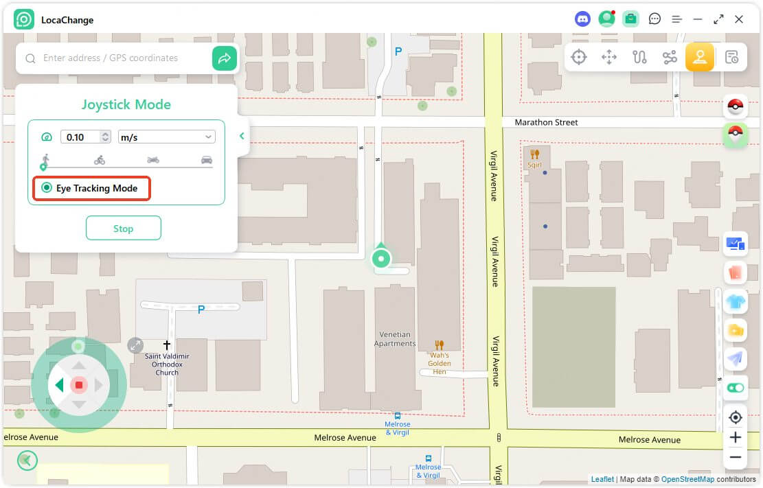 locachange eye tracking mode