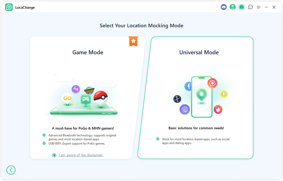 ios universal mode selection