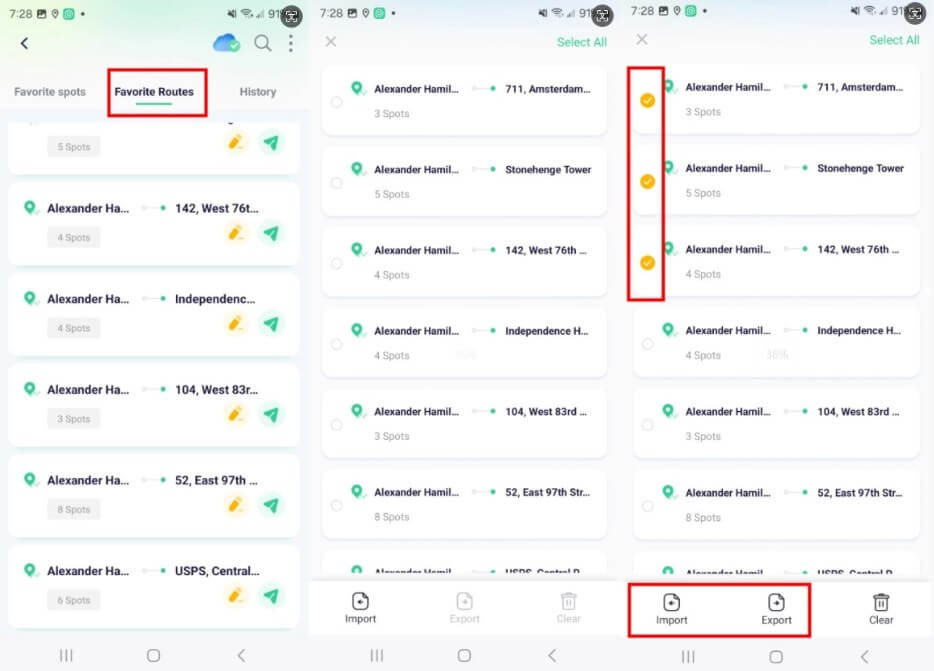 locachange android app import and export gpx files