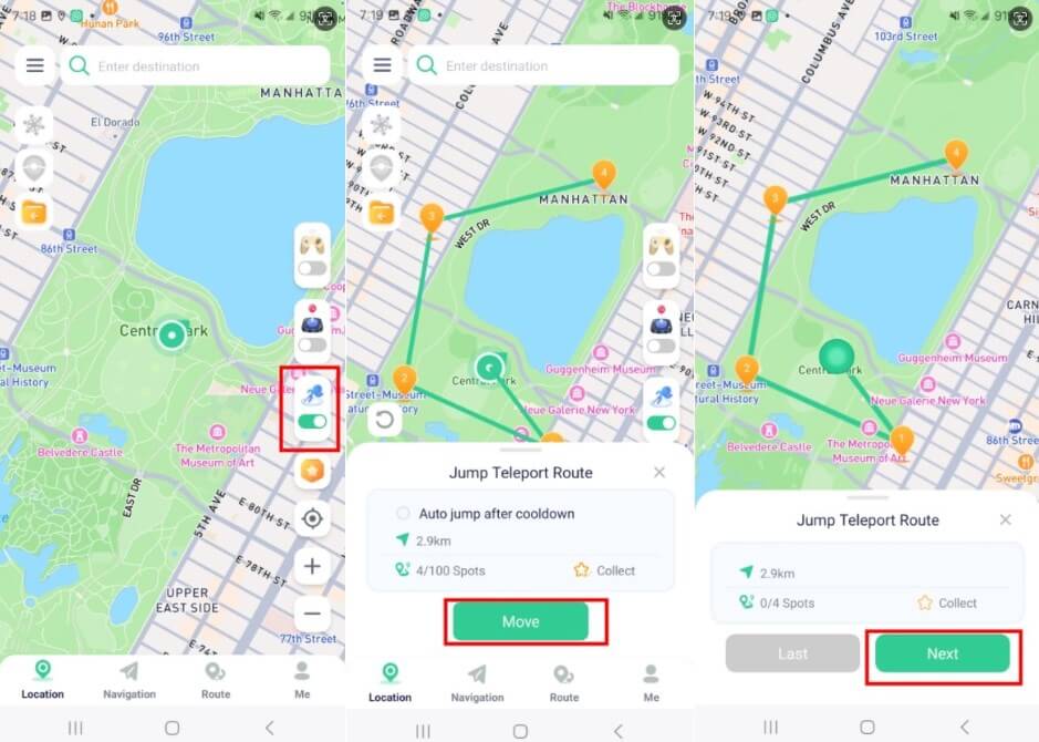 locachange android app jump teleport route