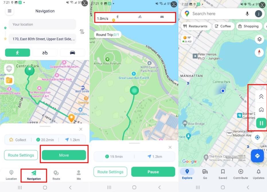 locachange android two point navigation route