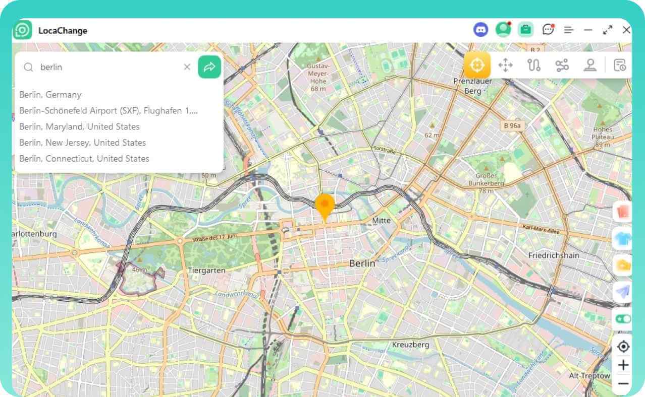 wählen modus und route in locachange