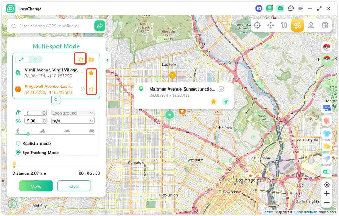 locachange save locations and routes