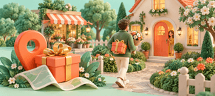 A surprise visit illustrated with gifts and a location pin