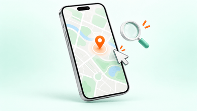 iPhone mockup illustrating selection of a virtual location