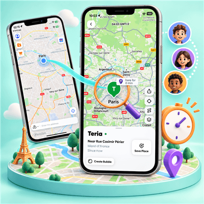 Compare the selected location with the Life360 Circle map