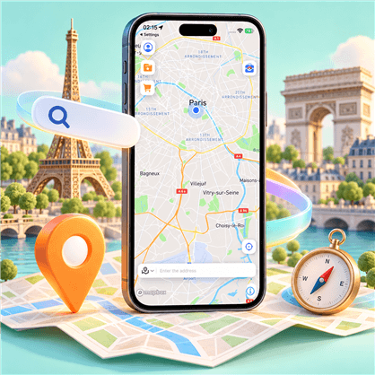 Choose a location on the AnyTo map shown in an iPhone mockup